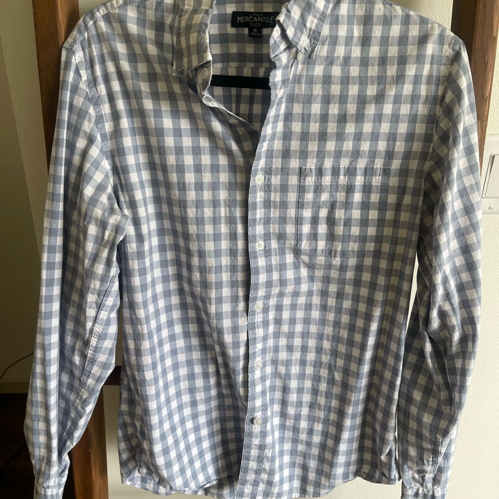 Men's Blue Checkered Slim Fit J. Crew Button Down Casual Spring/Summer Shirt